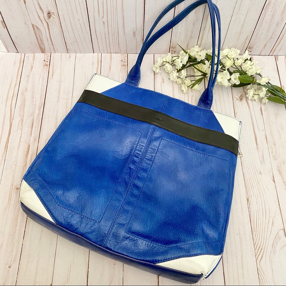 Botkier Blue and White Leather Tote Bag